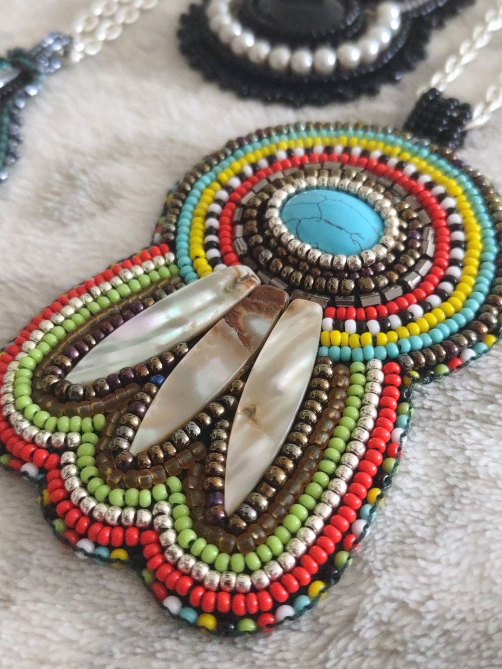 A Lot Of 7 Custom-made Beaded Gemstone Pendant Necklaces - Picture 2 of 8